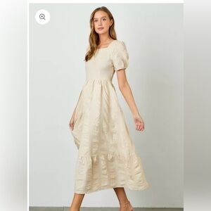 Polagram Cream Puff Sleeve Midi Dress